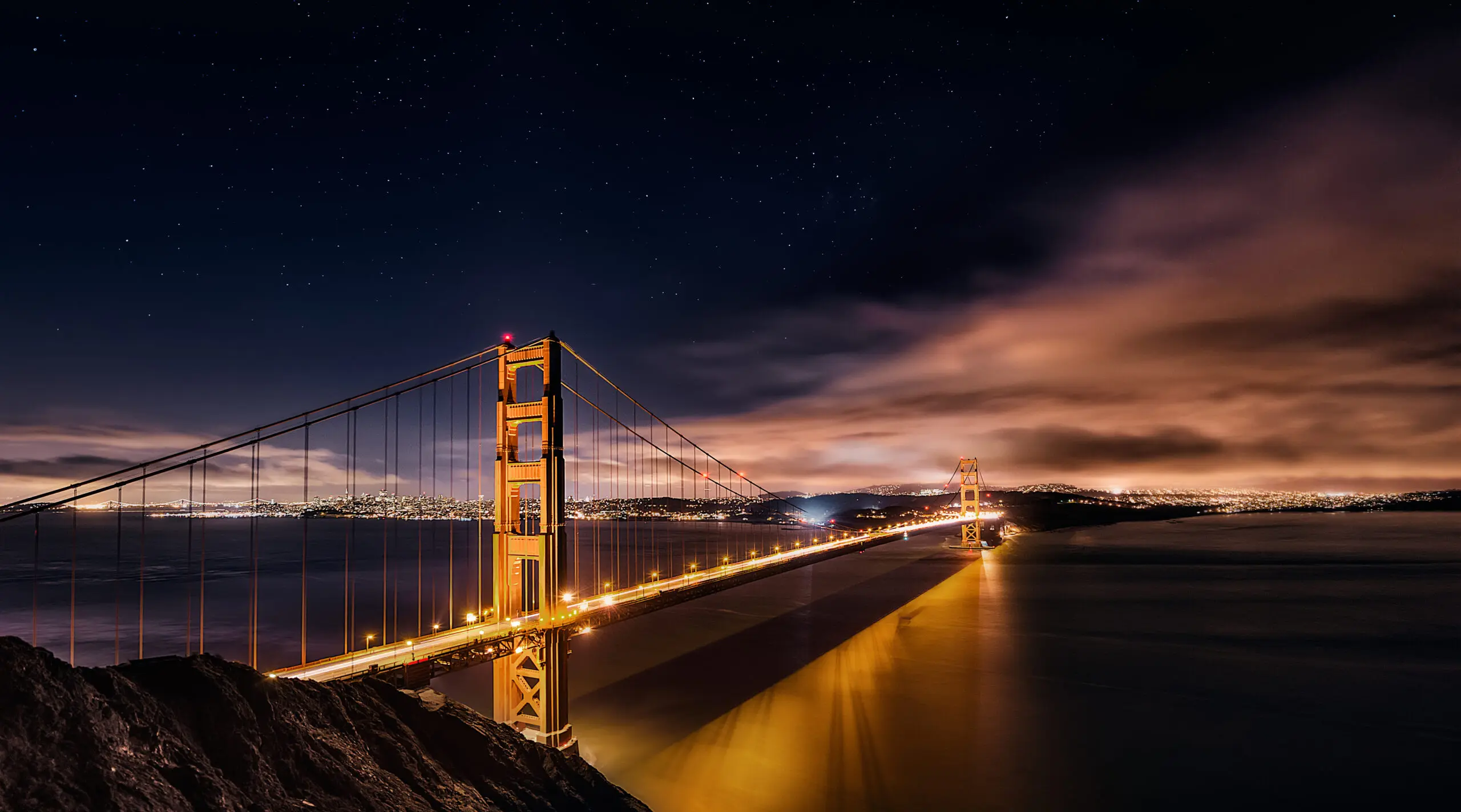 Wandbild (3152) Golden Gate to Stars präsentiert: Architektur,Landschaften,Skylines,Brücke,Amerika,Gewässer,Luftaufnahmen