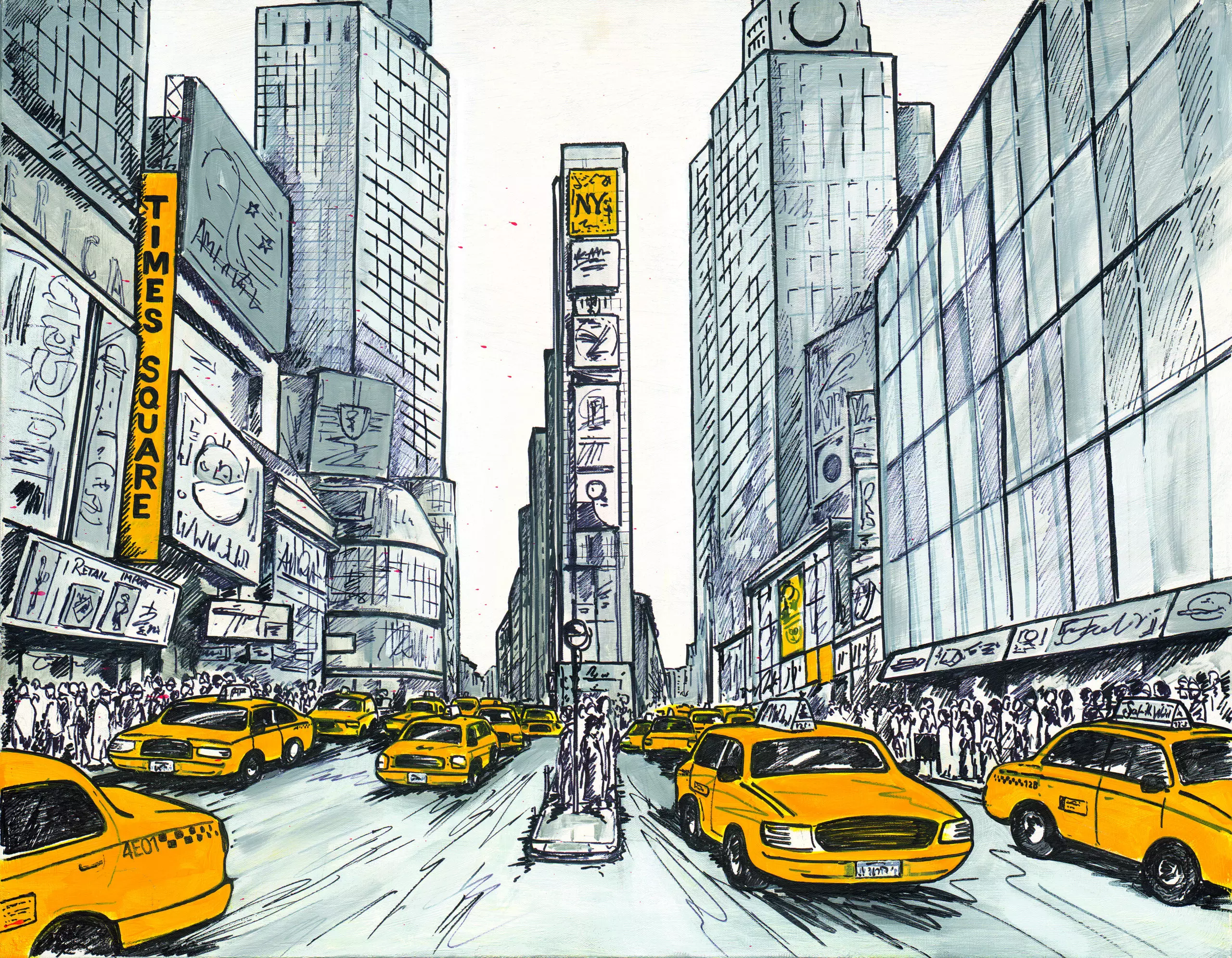 Wandbild (4993) New York, Times Square präsentiert: Menschen,Technik,Kreatives,Architektur,Häuser,Skylines,Sonstige Architektur,Sehenswürdigkeiten,Menschengruppen,Auto