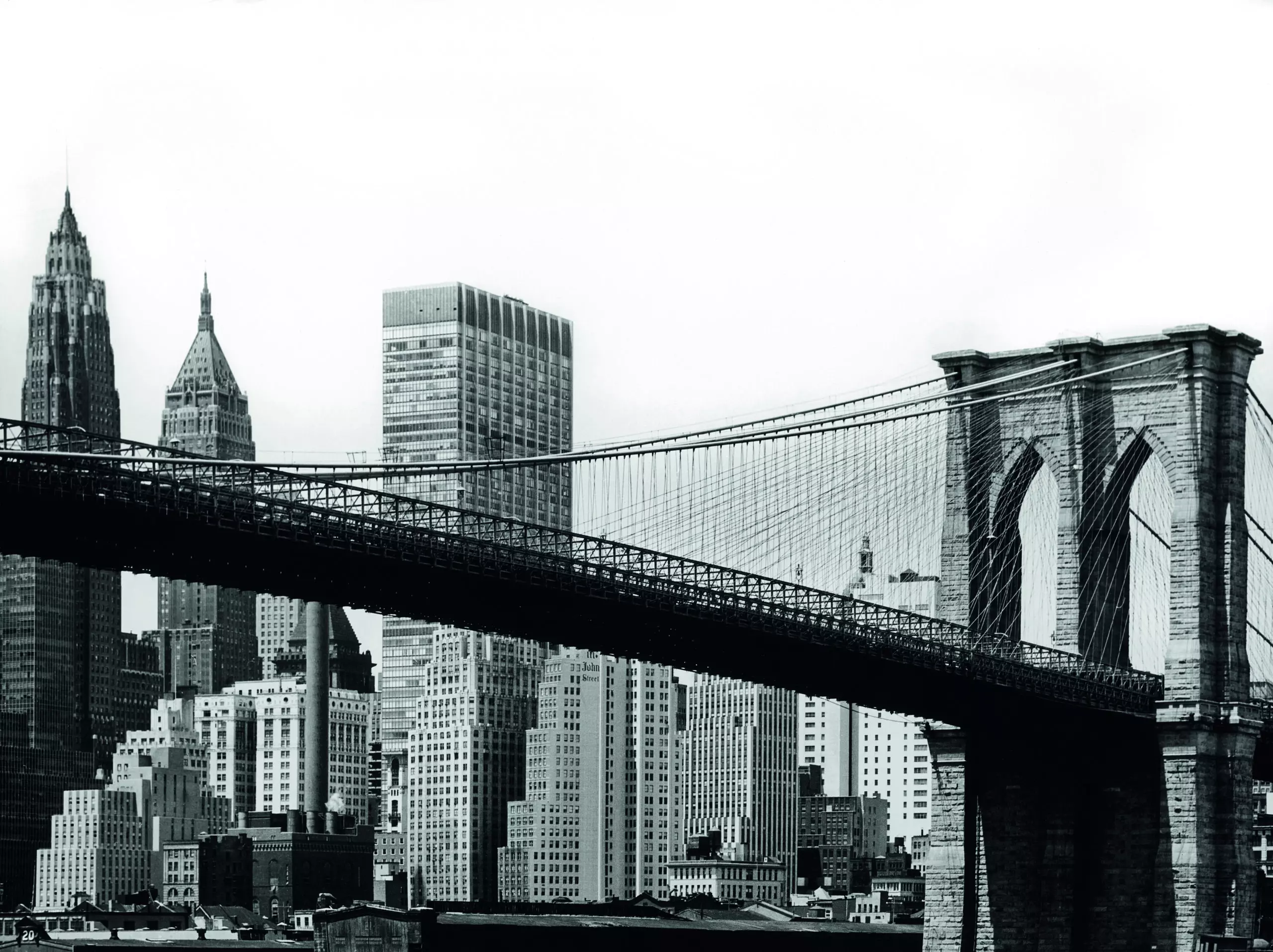 Wandbild (5065) Stanimirovitch, Dušan – NY Brooklynbridge 1950 präsentiert: Technik,Details und Strukturen,Architektur,Detailaufnahmen,Skylines,Sehenswürdigkeiten,Brücke,Architekturdetails