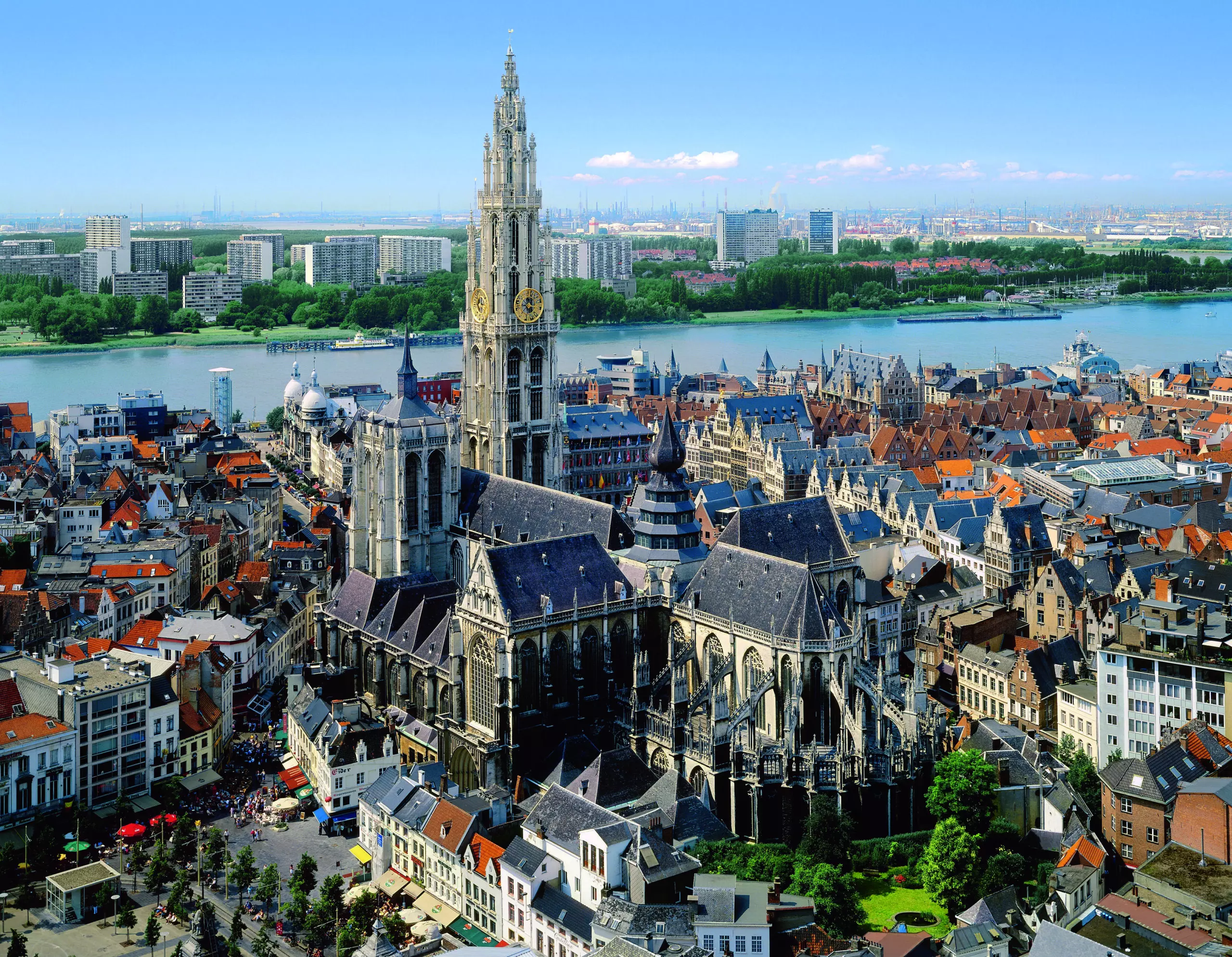 Wandbild (5814) Antwerpen from the sky by Günter Graefenhain/HUBER IMAGES präsentiert: Technik,Architektur,Landschaften,Häuser,Sonstige Architektur,Sehenswürdigkeiten,Luftaufnahmen