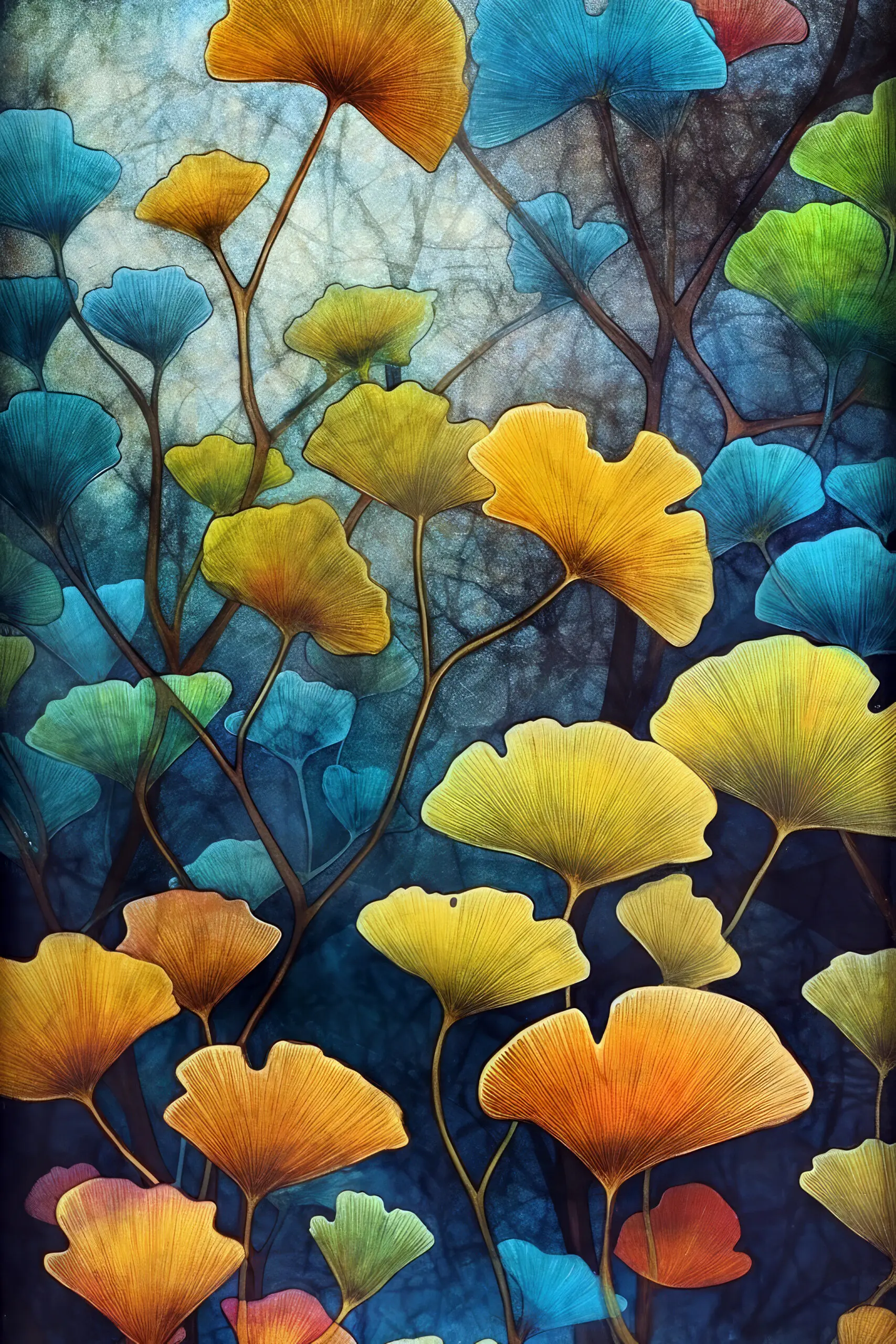 Wandbild (21914) Ginko Biloba leaves 3 by Justyna Jaszke präsentiert: Kreatives,Natur,Blätter,Blumen und Blüten